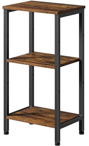 Asgolion Small Side Table, Tall End Table with Adjustable Shelf, Accent Table Stand for Home Decor, Small Entryway Table, Bedroom Nightstand, Living Room, Office, Rustic Brown