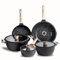 GOLDMANN 9-teiliges Premium Topfset – Gussaluminium mit Keramik Antihaft-Beschichtung – Induktionsgeeignet, alle Herdarten, mit Glasdeckel, fettfrei kochen, kratzfest, spülmaschinenfest