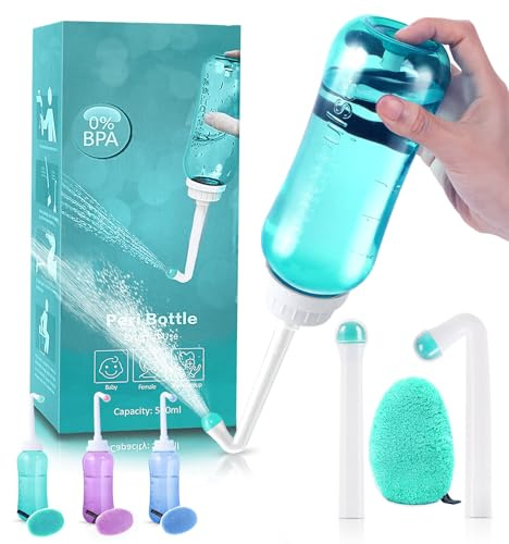Po-dusch Intimhygien Bärbar bidé - Bärbar podusch för kvinna och intim dusch för hygienisk vård - Intimdusch för resor, förlossning och graviditet, 500 ml, Tidlöst grönt