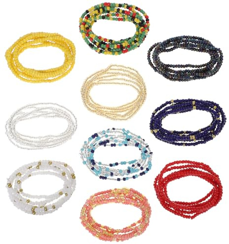 CHILDWEET Chaîne de Perles Africaines pour Hanche Taille, Chaîne Décorative pour Jeans en Perles, 10pcs, Style Charmant et Décontracté Mise en Valeur Couleur Aléatoire
