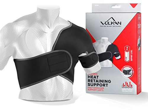 VULKAN Soporte clásico de hombro medio izquierdo, mediano, soporte de hombro para lesiones del manguito rotador, soporte de articulación AC y dislocaciones, correa de hombro para hombres y mujeres,