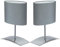 Trango 2er Pack 2018-04G*2 Nachttischlampe *GREY EAGLE* Tischleuchte mit Grau Stoffschirm inkl. je 1x E14 Fassung & Schnurschalter, Fensterbanklampe, Schreibtischleuchte, L: 20cm – B: 10cm - H: 30cm