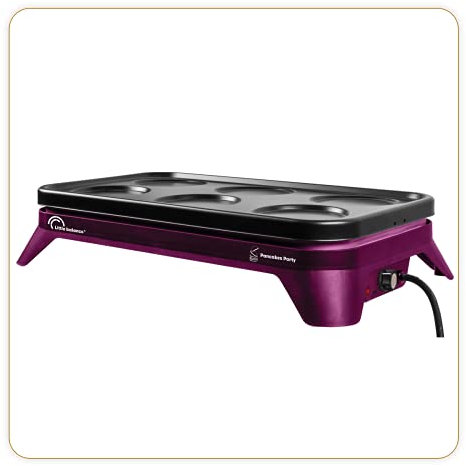 LITTLE BALANCE 8498 Pancakes Party 1500-6, Appareil à pancakes et mini crêpes avec plaque amovible, 6 personnes, 1500 W, Prune