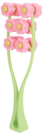 Blumentyp-Massageroller, Kunststoff-Gesichtsmassageroller mit Komfortablem Griff, Doppelclips, V-förmiges Gesichtsmassagegerät für die Schultern von Mädchen (Rosa)