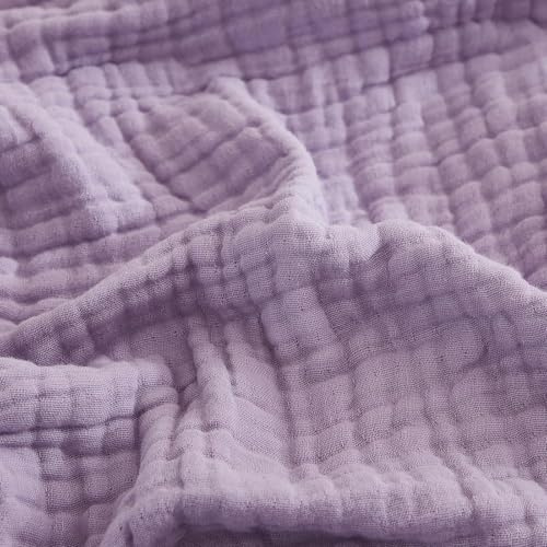 EMME Musselin-Decke 127x177 Baumwolle Oeko-TEX Erwachsene Tagesdecke,Lila