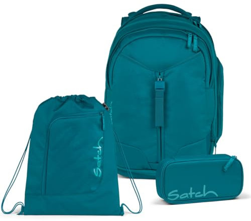 Satch Match Schulrucksack Set 3tlg. inkl. Schlamperbox und Sportbeutel (Deep Petrol)
