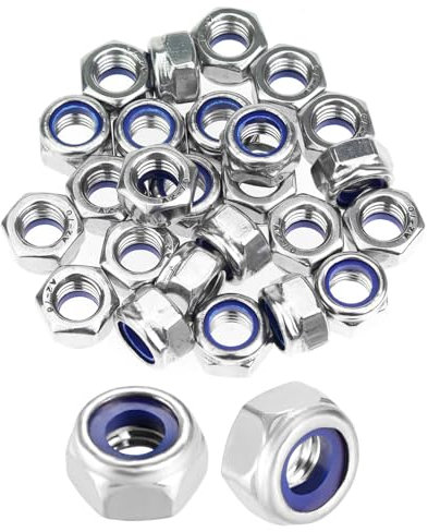 Zeayebsr Écrous M8 en Acier Inoxydable A2 V2A - Lot de 40 Écrous Hexagonaux DIN 985 d'Arrêt pour Vis