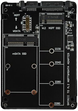 EuAcesry M.2 NGFF/MSATA a SATA 3.0 Adaptador 2 en 1, Adaptador convertidor Carcasa con Interruptor, Admite Msata/M.2 NGFF 2280 2260 2242 2230 (Nno Admite NVME SSD)