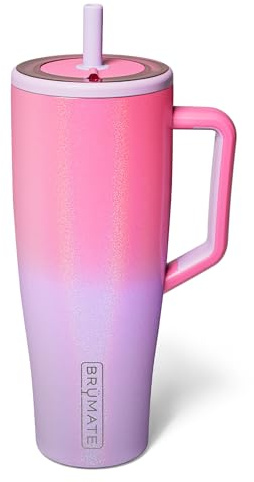 BrüMate Era 40 oz Tumbler with Handle and Straw | 100% Leakproof Insulated Tumbler with Lid and Flexible SoftSip Straw | Made of Stainless Steel | Cup Holder Friendly Base | 40oz (Cotton Candy)