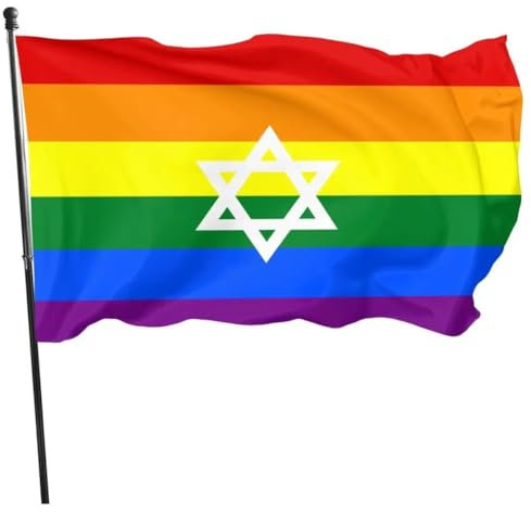 Uzztfa Bandera De Israel Arcoíris, Colores Vivos Y Resistente a Decoloración, Banderas Nacionales Israelíes LGBTQ del Orgullo Arcoíris De Poliéster con Ojales De Latón.