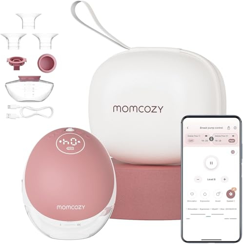 Momcozy Sacaleches Manos Libres Mobile Flow | M9 Mejorado, Eléctrico y Controlado por App, Múltiples Modos & 15 Niveles, Sacaleches Portátil, 24 mm