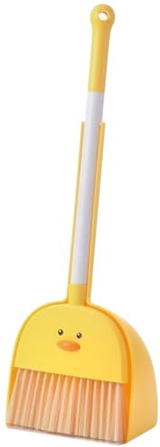 Toddler Cleaning Set, Kid Broom and Dustpan Set Cute & Mini Yellow Duck Child Broom and Dustpan Educational Housekeeping ABS Toddler Cleaning for Home, Child and