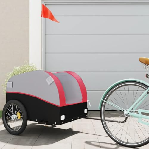 Generico Rimorchio da Bici Nero e Rosso 45 kg in Ferro,Articoli Sportivi,Ricreazione all'aperto,Ciclismo,Accessori per Biciclette,Rimorchi per bicicletta-94125