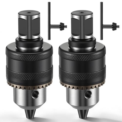 Lanties 2 Pack 1/16-1/2 Magnetic Drill Chuck Adapter, 3/4 Weldon Shank with Chuck Key, 1/2-20 Unf Thread for Magnetic Drill