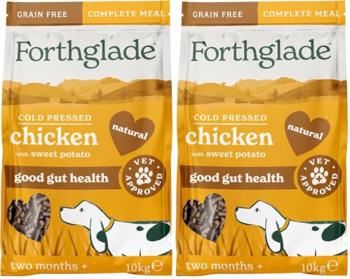 Forthglade Dry Dog Food, Cold Pressed (10kg), Hypoallergenic and Grain Free Dog Food, Chicken & Vegetables, Natural Senior, Adult and Puppy Meal, Vet Approved For Good Gut Health (Pack of 2)