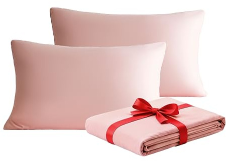 MOHAP Zippered Pillowcases 50X75 cm 2 Pack- Super Soft Breathable Brushed Microfiber Pillow Cases Cover for Hair and Skin Pink