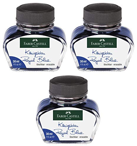 Faber-Castell 149839 Tintenglas, Löschbar (Königsblau, 3x 30 ml)