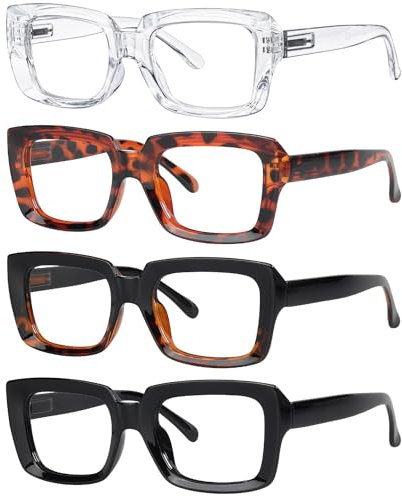 Eyekepper 4er Pack Damen Lesebrille - Stilvolle quadratische Lesebrille für Damen +1.50