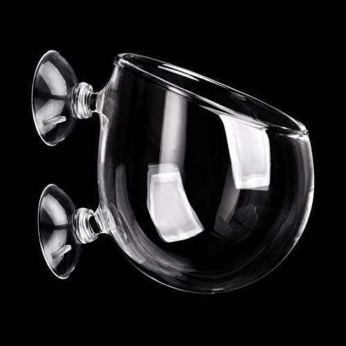 WEAVERBIRD Glass Plant Pot Aquarium With 2 Suction Cups, Planter Holder Cup, Small Terrarium, Mini Glass Vase for Hydroponic Plants, Fish/Shrimp Feeding, Fish Tank Decor