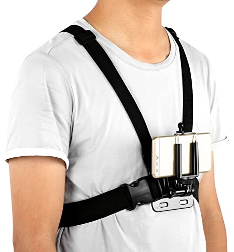 Bindpo Harnais de Poitrine pour Caméra, Support Sangle de Poitrine Réglable, Montage Poitrine avec Clip pour pour Caméra d'action pour Téléphone Portable