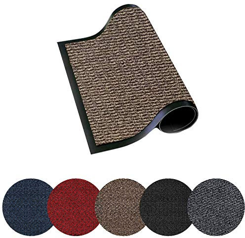 Trendsco - Dirt Trapper Door Mat Indoor & Outdoor - Non Slip Rubber Backing Carpet and Floor Mat for Home, Kitchen & Office - Super Absorbent Washable Rug Mat for Front & Back Door (Beige || 40 x 60)