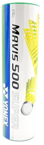 Yonex Mavis 500 Super Nylon Badminton Shuttlecocks (Yellow, Slow Speed) | Durable Performance | Wing Rib Pattern