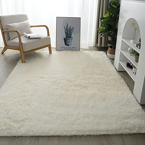warmsile Teppich Wohnzimmer Teppich, Moderne, Flauschige Und Zottelige Teppiche Für Wohnzimmer, Esszimmer, Kinderzimmer, Schlafzimmer,Beige,200 x 300 cm