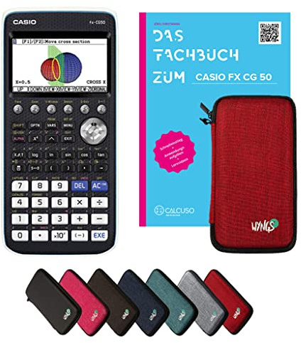 Casio fx-CG50 Incl. Funda Protectora Rojo y Libro especializado (92 páginas, DIN A4) – Calculadora gráfica – Smart Set (Alemán)