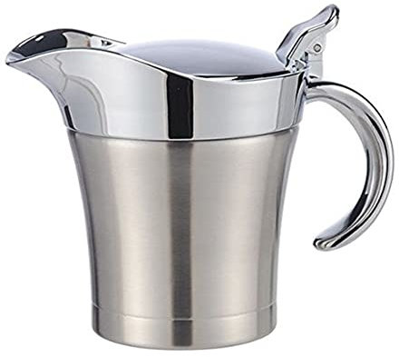 Daweglop Boat Porcelain Stainless Steel Sauce Jug Thermal Milk Jug with Lid Sauce Jug Boat with Handle Sauce Jug