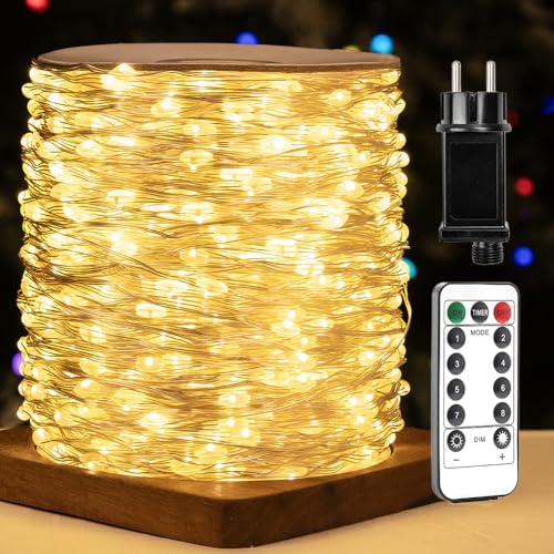 ZELUXDOT 300 LED Catena Luminosa di 30m per Esterni, Luci Fata a Filo di Rame Impermeabili con Telecomando e 8 Modalità per Giardini, Decorazioni di Matrimoni, Feste, Albero di Natale.