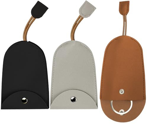 3 Pièces Étui à Clés Couvert à Tirette en Cuir PU Portefeuilles de Clés de Femme de Ménage Étui de Porte-clés de Voiture pour Femmes Hommes Cadeau de Noël Cadeau de Voiture Neuf (Gris/Marron/Noir)