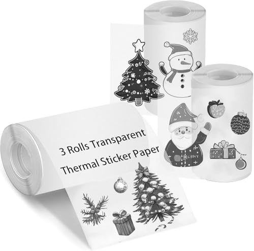 3 Rolls Transparent Self-Adhesive Thermal Paper for Mini Sticker Printer