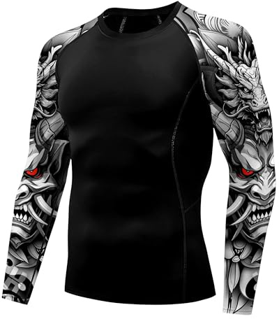 color cosplayer Jiu Jitsu Men American Flag UPF 50+ Sun Protection Printed Rash Guard Long Sleeve Swim Shirts