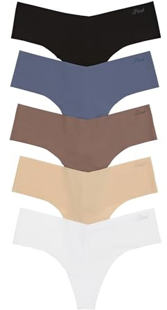 Victoria's Secret PINK Women's No Show Thong Underwear, Panties for Women, Spring Basic, (M)