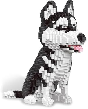 alltogetho Set de Bloques de Construcción Micro Mini de Perro Husky de 9 Pulgadas de Alto: Un Regalo Divertido y un Juguete Educativo Recreativo para los Amantes de Las Mascotas (Siberian Husky Dog)