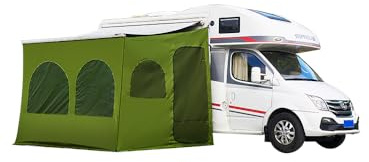 Tienda de campaña para autocaravanas y autobuses, toldo para autocaravana/toldo, portátil y fácil de montar, protección visual y protección solar, protección contra el viento y la lluvia, verde, 3,5 m