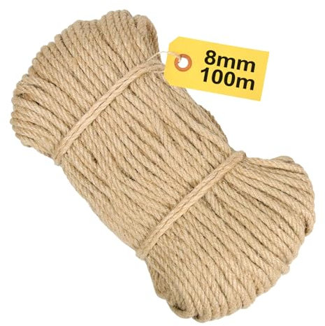 Corde Sisal 100M x 8MM pour Arbre à Chat - Épaisse et Robuste, Réparation Griffoirs, Décoration Maison, Jardin, DIY