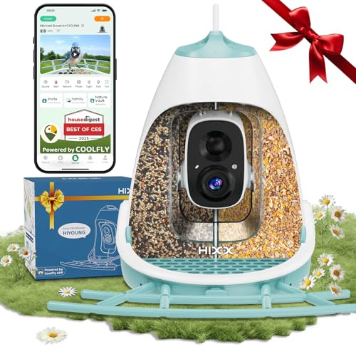 Smart Bird Feeder with Camera – 2K HD, Free Lifetime AI Bird Identification, Solar Powered, Motion Alert, 2.4GHz WiFi, Dual Seed Compartments – Outdoor Bird House Camera for Bird Lovers