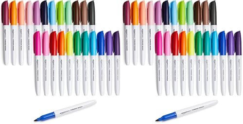 Amazon Basics Permanent Markers, Assorted Colours, 48-Pack