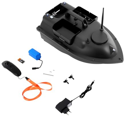 Bdneygtyr Barca per mangimi, 500 m, telecomando con portata di 2 kg, barca RC con batteria da 5200 mAh, per pesca, barca con luce notturna a LED, Bait Boat per fiumi e laghi, barca da pesca con motore