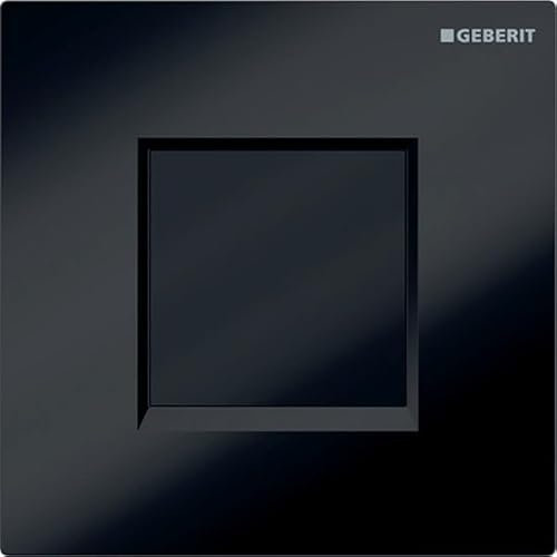 Geberit - Geberit Entladesystem für Urinale mit elektronischem Entladeantrieb, Batterie-Service, Blindplatte Serie 30: Schwarz/Chrom glänzend/schwarz (116.037.KM.1)
