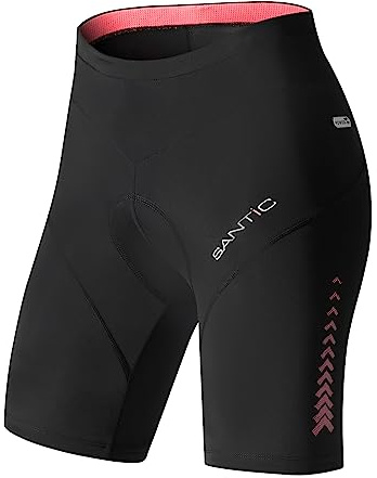 Santic Culote Ciclismo Mujer Corto Culote Bicicleta para Mujer Pantalon Corto Ciclismo con Badana para Mujeres Negro EU XL