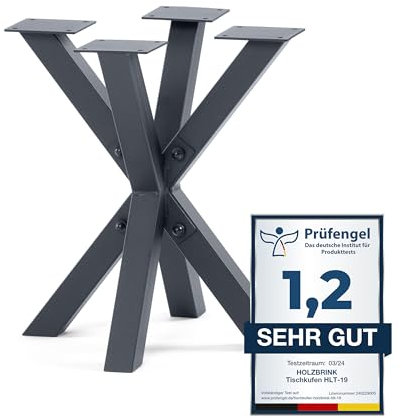 HOLZBRINK Tischgestell Spider | Massive Tischkufen/Tischbeine Metall Grau für Couchtisch, Esstisch, Schreibtisch, Konferenztisch | 1 Stück Tisch-Füße 40x40 cm | Höhe 43 cm