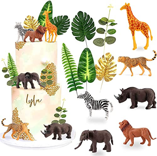 JeVenis Jungle Cake Topper Dschungel Tortendeko Safari tiere Kuchendeko Wild One Geburtstag Torten Zoo Tier Cake Topper für Kinder Geburtstag