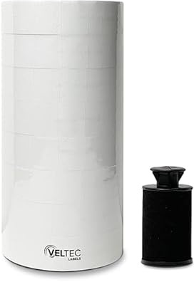 Veltec Pricing Labels for Monarch 1136 Labeler, 8 Rolls, 14,000 Two Line Labels, Ink Roller Included (White)