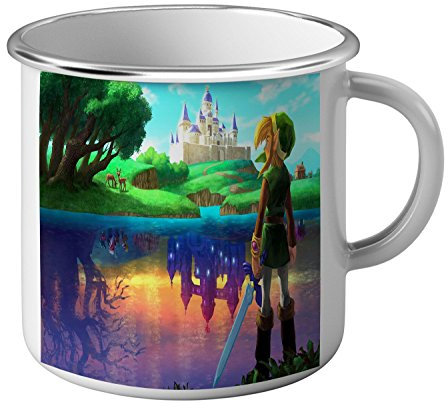 Tasse emailliert Metall Zelda Helden Link Chateau Hyrule Spiele Video Gaming
