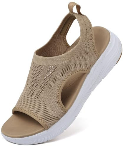 DimaiGlobal Sandali Donna Estive Comodi Ortopedici con Punta Aperta Scarpe Lavabili Sandalo Sportivo Scarpe con Zeppa 38EU Moka