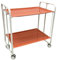 Don Hierro - Servierwagen weiß, klappbar, 2 Böden. Rollwagen Bauhaus-Weiß-Orangefarbene Streifen