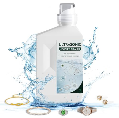 ROLWAY Limpiador ultrasónico concentrado 34 Fl.Oz solución de limpieza de gafas, diamantes, anillos, oro, joyas, plata, pendientes, piedras preciosas, joyas, 1000 ml