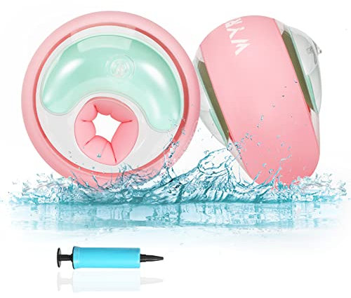 WYRIAZA Schwimmflügel ab 1 Jahr Schwimmflügel 2 Jahre Schwimmflügel Kinder 1-6 Jahre 6-20Kgs Baby Schwimmhilfe Schwimmflügel Baby Rund Rosa Mädchen mit 3 Unabhängigen Airbags
